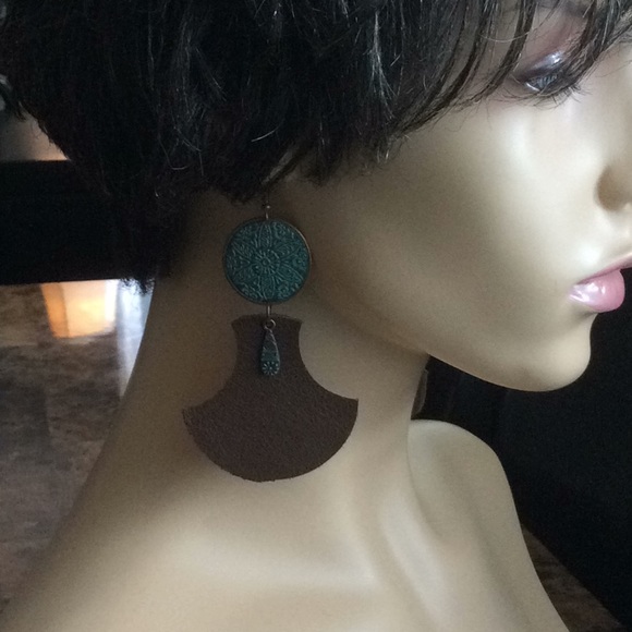 Bohemian Earrings Leather - Picture 7 of 8